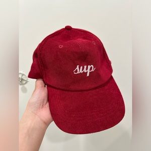 Forever 21 Red Corduroy Baseball Cap